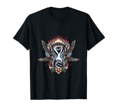 Reloj de arena con ojo y llamas / tatuaje / burning time Cami