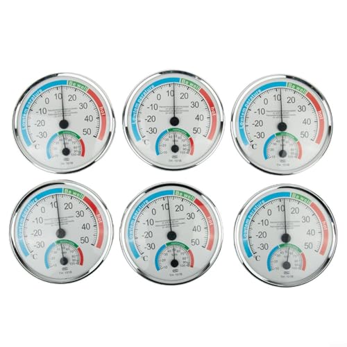 URPIZY Termohigrómetro analógico para control del clima interior y exterior, medidor de humedad para cocina, sótano, baño, habitación infantil, dormitorio, sauna, terrario, -30 °C hasta 50 °C (6