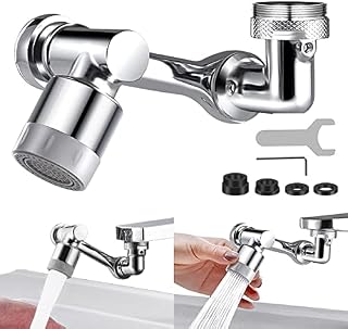 Flybath 1080° Swivel Faucet Extender Aerator Water Saving Bubbler Nozzle Filter 2-Flow Universal Faucet Tap Attachment Extended Splash Proof for Bathroom Kitchen