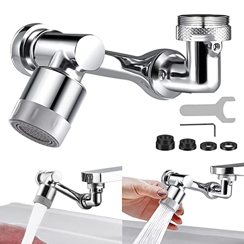 Flybath 1080° Aérateur de Robinet Pivotant Économie d'eau Bubbler Buse Extension Filtre 2 Modes Rallonge de Universal Mousseur Rotatif Fixation Prolongée Splash Proof pour Salle de Bain Cuisine Cover