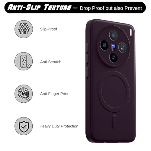 Image of Back Cover Compatible with Vivo X200T 5G | MagFit Ring Design (Non-Magnetic) | Shockproof Case | Anti-Slip Grip | Raised Camera Edges | Slim Protective Case for Vivo X200T 5G /X200s 5G(Purple)