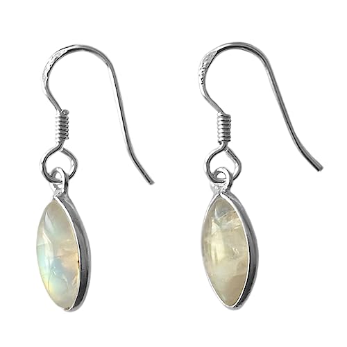 Pierre de lune arc-en-ciel boucles d'oreilles argent 925