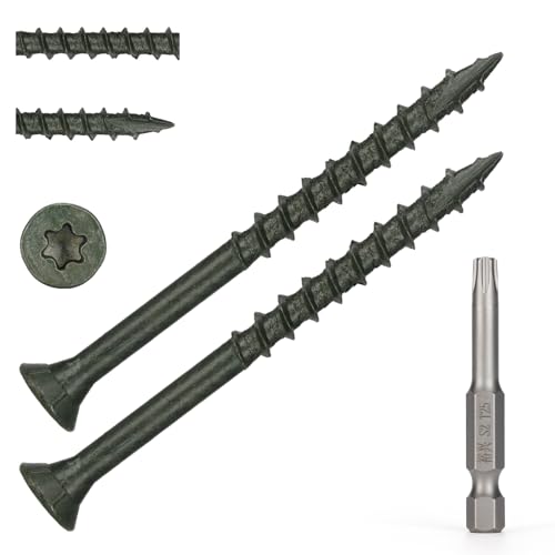 Image of Wood Screws #10 x 2-1 /2'', T25 Star Torx Drive Flat Head Deck Screws, Green, 79Pcs (1lb)