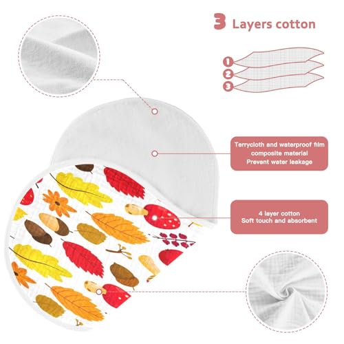 Kigai Colorful Leaves Burp Cloths for Baby 4-Layer Cotton Muslin Burping Cloths 22x11 inch Super Soft & Absorbent Spit Up Burp Rags for Newborn Boys Girls 2 Pack3