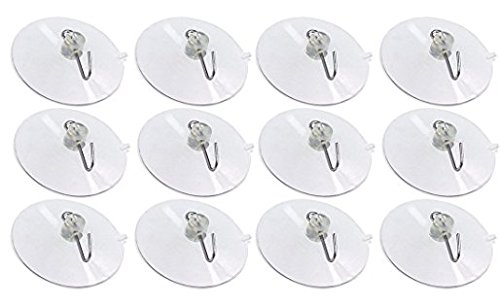 McKay 12 Piece Adhesive 3-Inch Suction Silicone Cup Hooks, Clear- Hanger Embraces up to 10 Lbs: Secure Hold Accessory for Windows, Shower, Bathroom & Kitchen