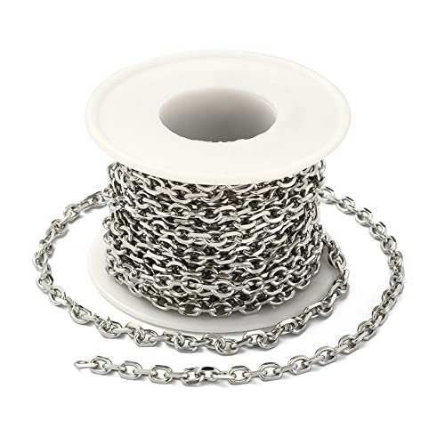 UR URLIFEHALL Chaîne de 5 m en acier inoxydable 304 pour fabrication de bijoux - Argenté - 6 x 4,5 x 1 mm Cover