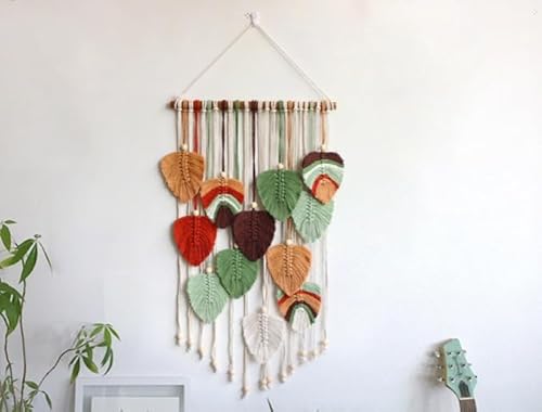 Macrame Wall Hanging Boho Leaves Woven Tapestry Bohemian Handmade Wall