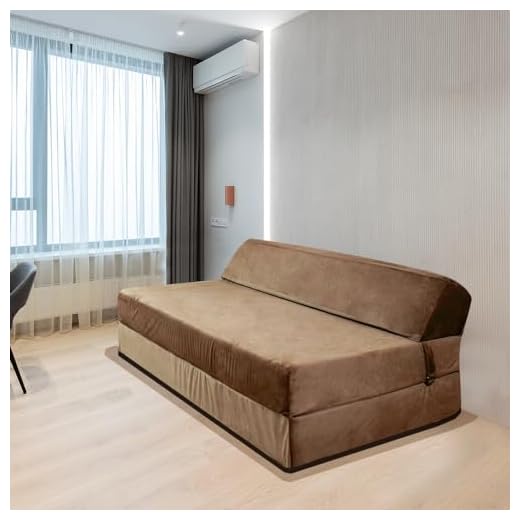 Panana Lightweight and Comfy Lazy Z Bed Deluxe Futon Fold Out Sofa For Adults Kids Children Double Folding Mattress Sleepover Chair Living Room Bedroom Toddler Furniture (Brown)