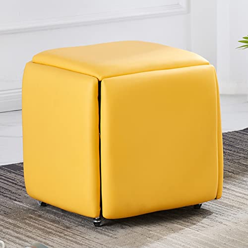 Banc Ottoman carré en Cuir HJZZQH, Tabouret Cube gigogne 5 en 1 Gris 45cm