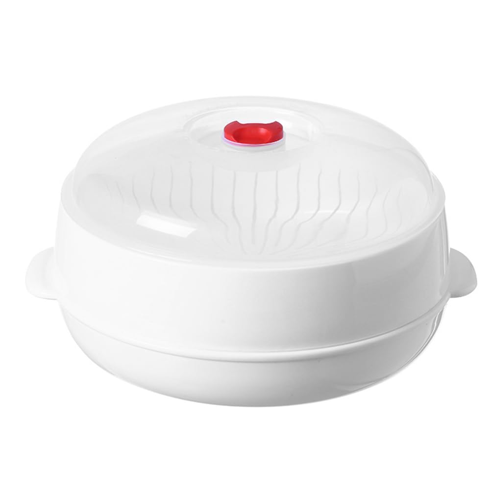 Ciieeo Microwave Steamer with Lid, Round Plastic Steamer for Quick Cooking for Vegetables Rice and More, 9.84X9.84X5.51 in