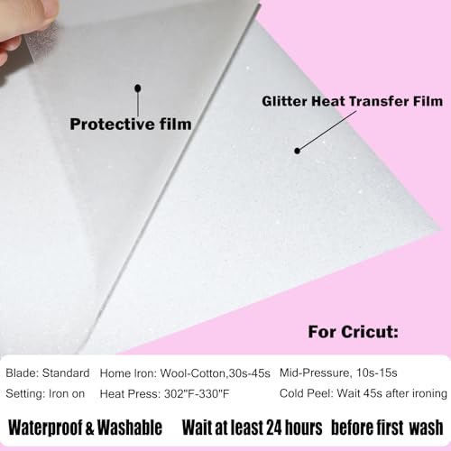 Image of White Glitter Heat Transfer Vinyl White Glitter Vinyl Glitter HTV Vinyl Rolls Pack 12 Inch x 5 Feet Iron on Vinyl for Cricut T-Shirts DIY Design, Silhouette Cameo & Heat Press Machine