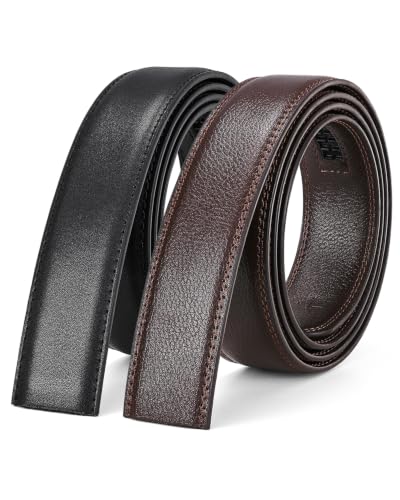 Image of BELTROAD Ratchet Belt Strap for Men Leather Belts Without Buckle | Only 1 3 /8 inch Replacement Belt Strap for 1.5 inch Buckle Men's Adjustable Leather Ratchet Belt for Jeans Pants Dress Casual Gifts