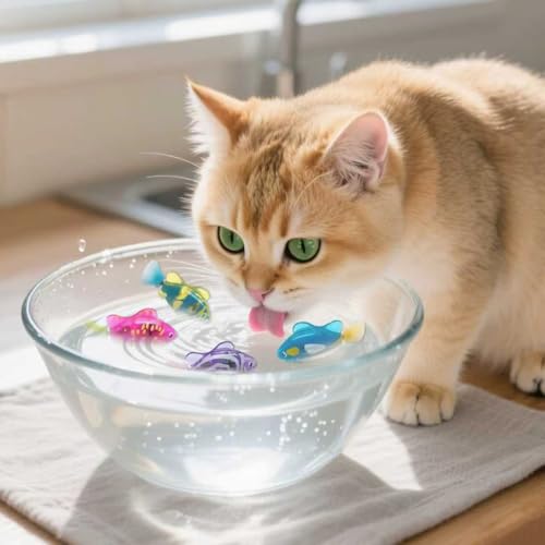 YISKY Roboter Fisch Badewanne, 4 Stück Elektrische Fische mit Leuchtende, Elektronischer Haustier Fisch, Künstliche Bewegliche Fische, Katze Interaktives Haustierspielzeug, für Kinder Pool