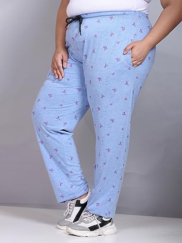 Image of CUPID Women's Plus Size Cotton Printed Pajamas, Nightwear, Lounge Wear, Walk Wear Lowers, Regular Fit Track Pants for Ladies M to 7XL