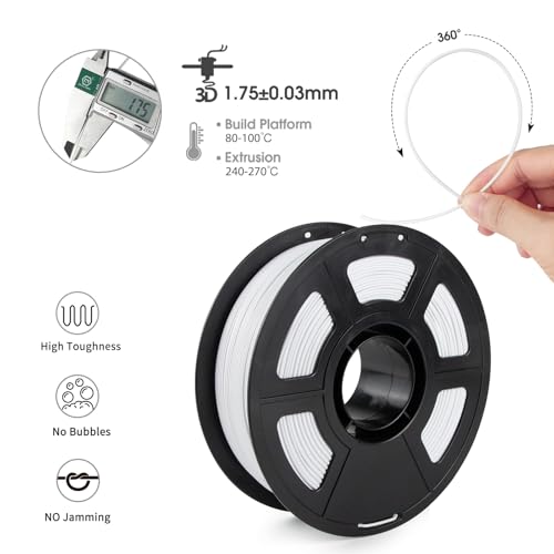 Image of iSANMATE ASA White 3D Printer Filament, UV & Weather Resistant White ASA Filament 1.75MM for Bambu Lab 3D Printers,AMS,AMSLite, 1kg Spool (2.2lbs)