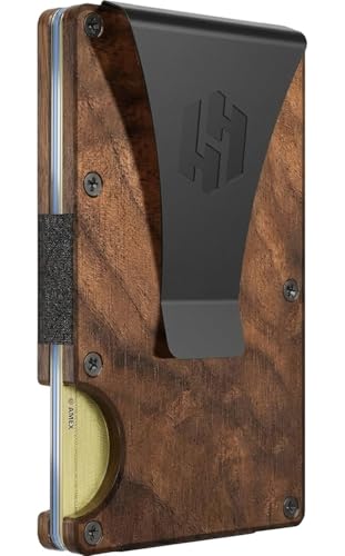 Image of Hayvenhurst Wallet for Men - Slim RFID Blocking Metal Wallet with Money Clip, Minimalist Front Pocket Credit Card Holder, Small Mens Wallet