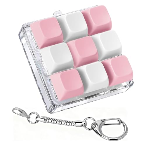 Image of Keyboard Fidget Toy, Four Key Mechanical Style Keychain with Snake Chain, Stress Relief Gadget for Office Workers and Students, Portable Anxiety Relief Tool for Commuting and Gaming
