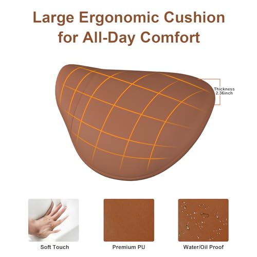 Image of Saddle Stool with Back Support, 350LBS Ergonomic Rolling Chair, Brown | 350 LBS Load, Height Adjustable, 360 Swivel Casters, Ergonomic Backrest, Multi-Use for Salon, Tattoo, Spa, Dentist