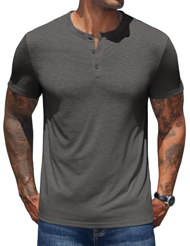 Chemise Henley manches courtes t-shirt été extensible gris M