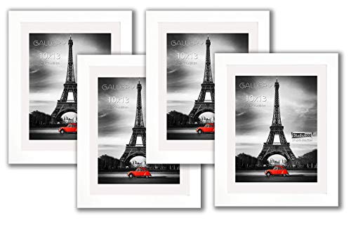 Studio 500, 4-Value Luxury Pack Of 10 By 13-Inch Real Solid Pine Wood Photo Frames, Tempered Glass, With Acid Free Ivory White Core Mat Board For 8.5X11 Documents Or Photos, 2 Colors (White) #TOP28