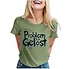 Night Shirts for Women UK Stylish Women Casual Round Neck Short Sleeve Letter Print Graphic Tee Top for Everyday Wear White T Shirts Ladies Long Sleeve T Shirt 80s (3-Army Green, XXL) #2