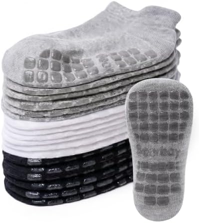 Bearbay rutschfeste Kleinkind-Socken mit Anti-Rutsch-Sohlen, Unisex Baumwoll-Socken für Babys, Jungen und Mädchen, von 0 Monaten bis 7 Jahren
