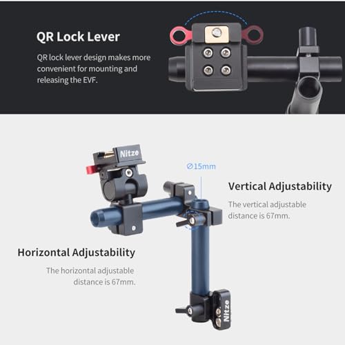 Image of Nitze Swivel and Tilt Camera Cage EVF with TILT and Swivel Adjustment - EVF-K02 Compatible with Portkeys L-Eye