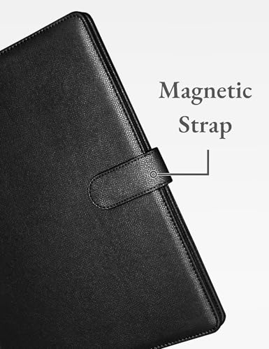 Image of Mymazn Padfolio Portfolio Folder, Faux Leather Interview Resume Folder with Document Organizer & Business Card Holder, Letter-Sized Notepad Legal Pad Holder for Men Women (Black)