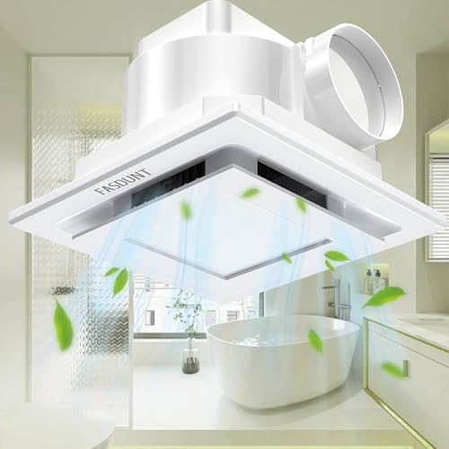 FASDUNT Bathroom Exhaust Fan with Light, 5000K 12W Bathroom Vent