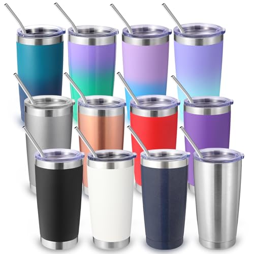 Opiniones de Vasos de acero inoxidable los preferidos por los clientes. 49 Volhoply 20oz Vaso de Acero Inoxidable con Tapa y Pajita a Granel 12 Pack,590ml Doble Pared Aislado Frascos de termos para café Portavasos Portavasos,termos al por...