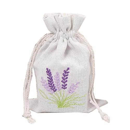 Juego de 10 bolsas de lavanda aromática en algodón y lino con cordones para fragancias del hogar
