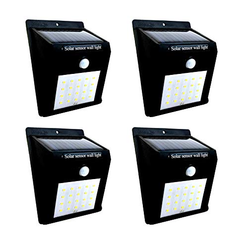 ShioSel, Solar Led Wall Lights, Flood Lights, Outdoor Step Light, Motion Detected, Light Sensor, for Entryway, Yard, Garage, IP65 Waterproof, 20-Led, 4-Pack