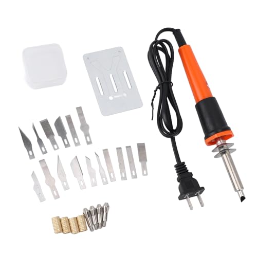 YUEHISY - Outil électrique à Couteaux Chauds, Kit de Combustion en Bois avec 16 Lames 4 Manches de Mandrin, Chauffage Rapide, Polyvalent pour Pochoirs en Mousse en Plastique Mince Doux (Plug UE 220V 3800W) - -20%