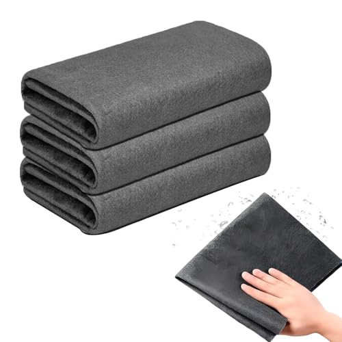 HEIZHU 3 Pcs Cleaning Cloths Glass Cloth Reusable Window Cloths Streak-Free Microfiber Cloth for Home Kitchen Window Mirror 30 x 40 cm