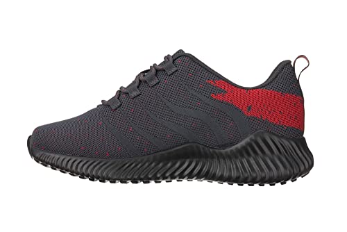 Image of CALTO Men's Invisible Height Increasing Elevator Shoes - Grey /Red Ultra Lightweight Sporty Sneakers - 2.8 Inches Taller - Q218 - Size 13 D(M) US