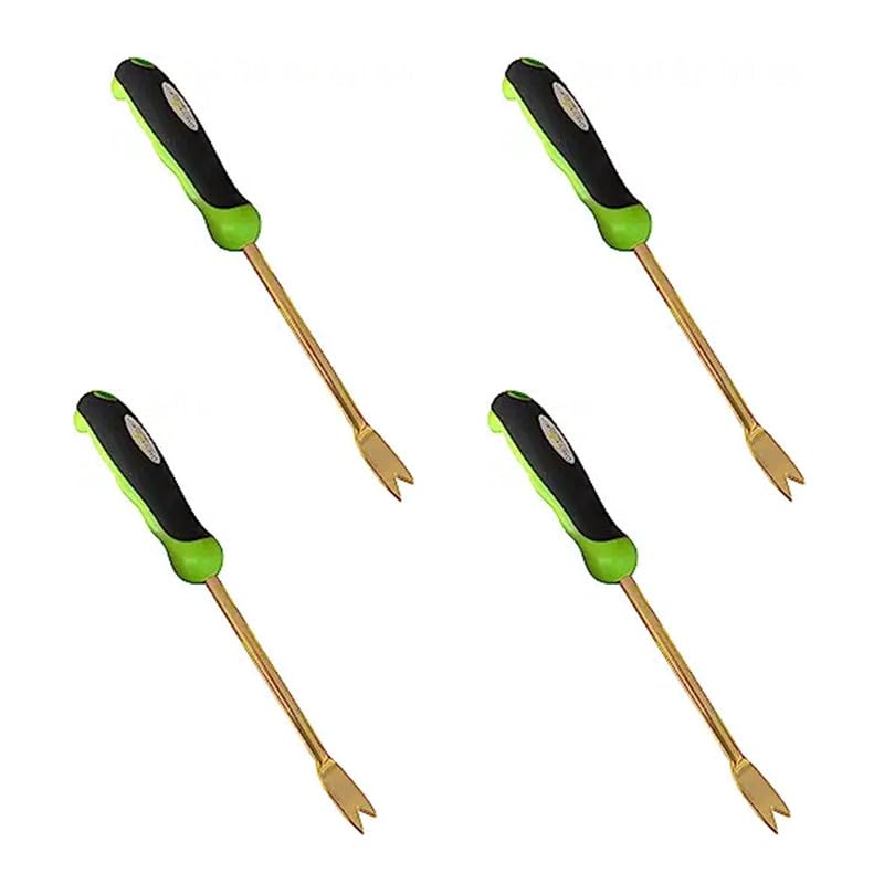 Garden Guru Titanium Dandelion Weeder Tool - Rust Resistant - Ergonomic Handle - Weed Puller for Planting, Weeding, Flower and Vegetable Care in Lawn Garden Yard (4 Pack)