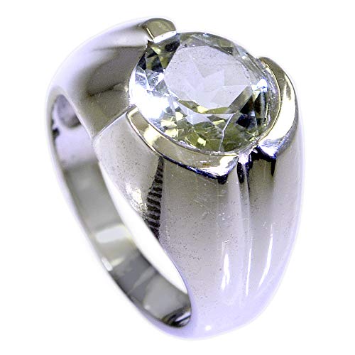 Bague améthyste verte véritable en argent 925 fait main au design rond élégant