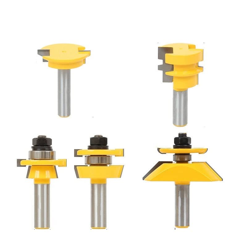 Juego de brocas for enrutador de ebanista de Panel elevado agitador de 5 uds-cuchillo de puerta de vástago de 1/2 "cortador de espiga for herramientas de carpintería