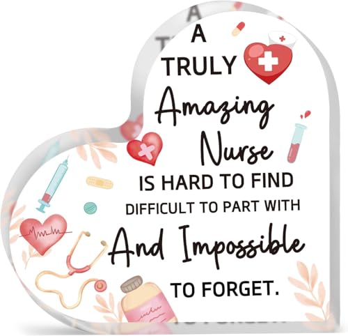 Image of Nurses Day Gift For Nurse Graduation Gifts For Women Men Rn Lpn Gifts For Nurses Student Female School Nurses Week Thank You Gifts For Women Nurses Day Heart Gift Acrylic Plaque