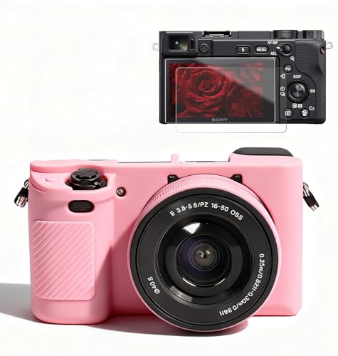 Funda de silicona para cámara Sony Alpha A6400 A6300 rosa