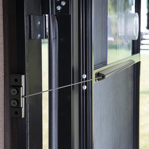 Automatic RV Screen Door Closer Kit Built in Spring for Adjustable Tension - Aluminum Universal Camper Entry Auto Closure - Trailer Must Haves Self-Closing Accessories 17