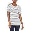 Amazon-Brand-Daily-Ritual-Womens-Jersey-Rib-Trim-Drop-Shoulder-Short-Sleeve-Scoop-Neck-Tunic-Shirt Amazon Essentials Women's Jersey Relaxed-Fit Short-Sleeve Drop-Shoulder Scoopneck Tunic (Previously Daily Ritual), Navy White Stripe, Small
