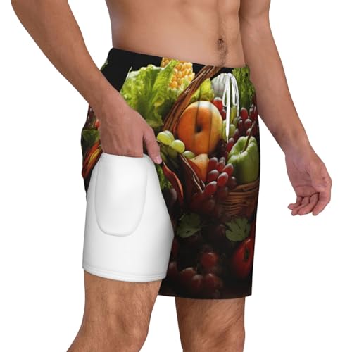Men's Swim Trunks Quick Dry Board Shorts Colorful Various Vegetables and Fruit Beach Shorts with Pocket Bathing Suits for Men2