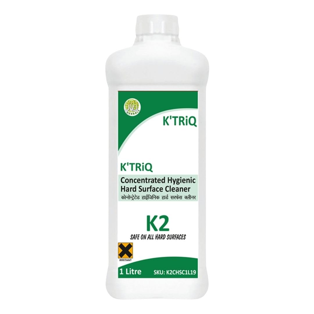 K2 Concentrated Hygienic Hard Surface Cleaner | Multi-Purpose Disinfectant Liquid for Tiles, Marble, Floor, Kitchen & Washroom | Removes Stains, Germs & Odour | Safe on All Hard Surfaces | 1 Litre