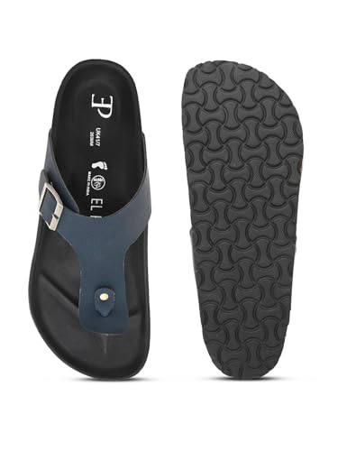 Image of EL PASO Men's Suede Leather Cushioned Cork Sole Sandal Slippers (Size 6 to 12)