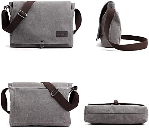 LOSMILE men's shoulder bag,Simple Canvas Messenger Bags men Satchel. (Grey)