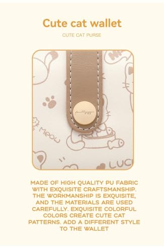 Kawaii Cat Animal Wallet Pastel Color for Women, Cute Cream Mini Purse with ID Window and Card Holder, Adorable Travel Wallet for for Grils & Ladies (04-Black)4