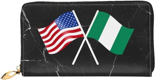 American And Nigeria Flag Wallet Card Bag