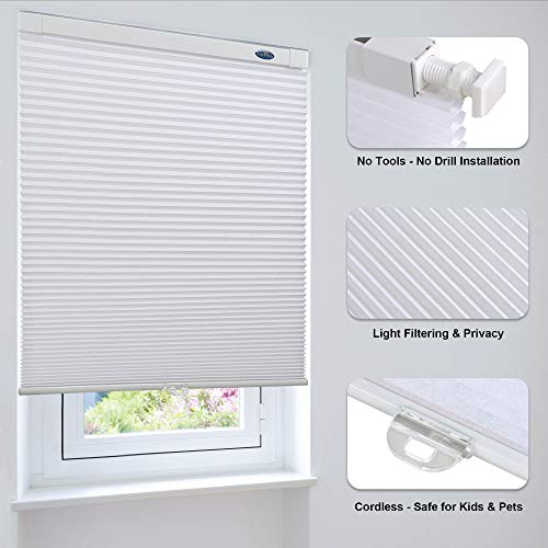 image for LazBlinds Cordless Cellular Shades, No Tools No Drill Light Filtering 