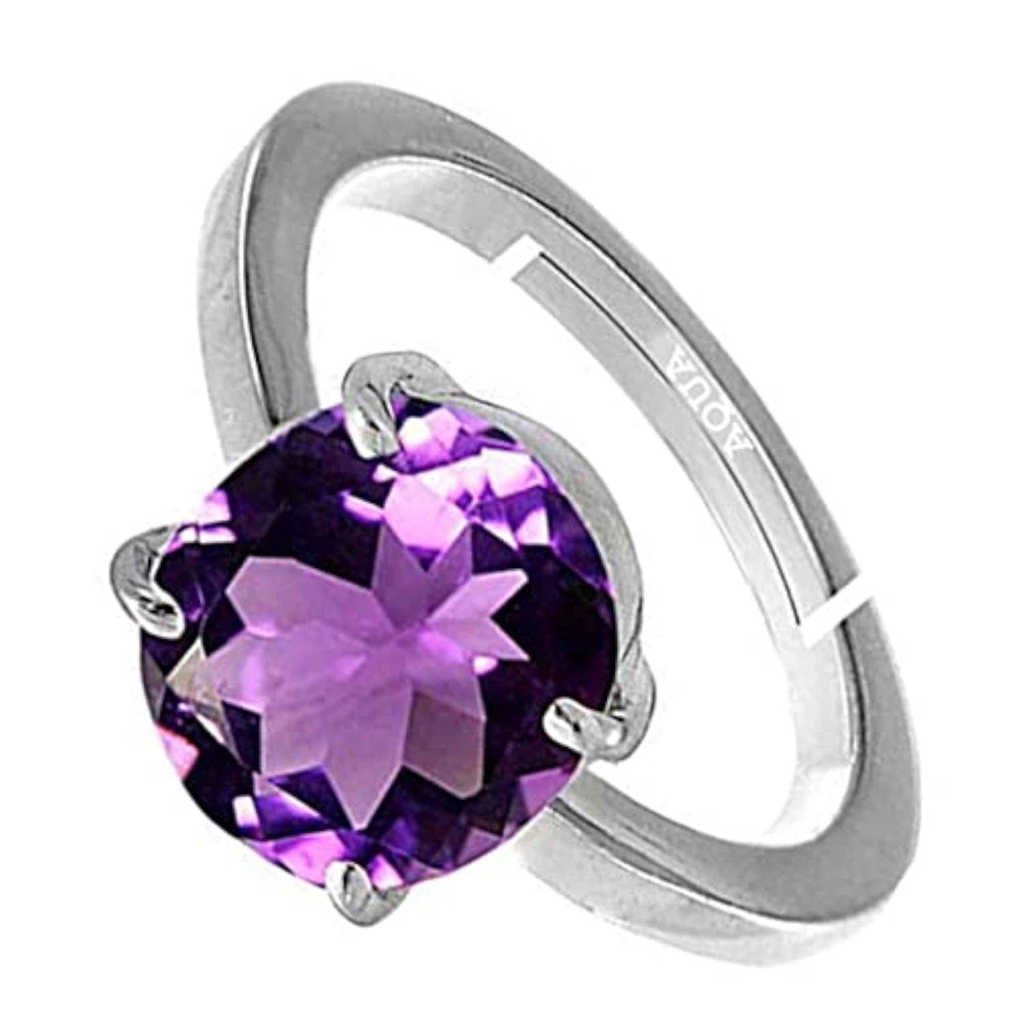 Unisex Amethyst 925 Sterling Silver Adjustable Ring, Astrological Gemstone